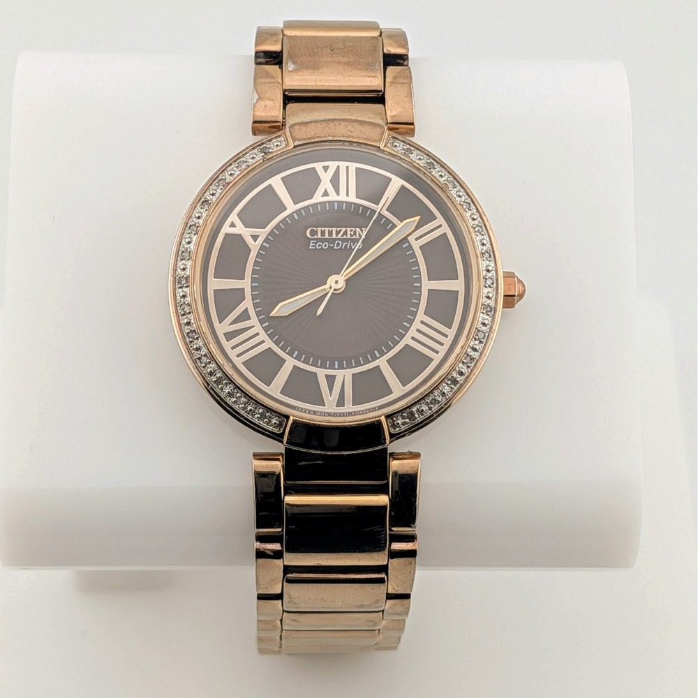 Citizen E031-S082021 d'Orsay Eco-Drive Rose Gold Diamond Watch 34mm 6.75"